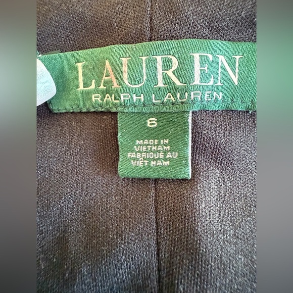 Lauren Ralph Lauren Black White Stripe Faux Wrap Midi Dress Sz 6 Spaghetti Strap - Picture 5 of 10